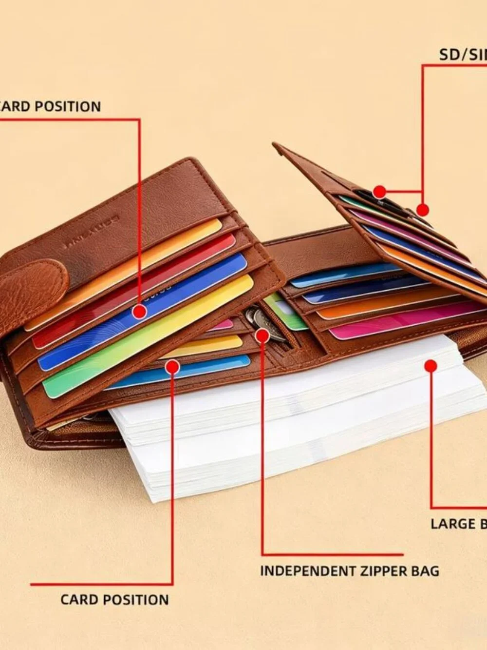 Genuine Leather Wallet 19 Card Slots Cowhide Card Holder